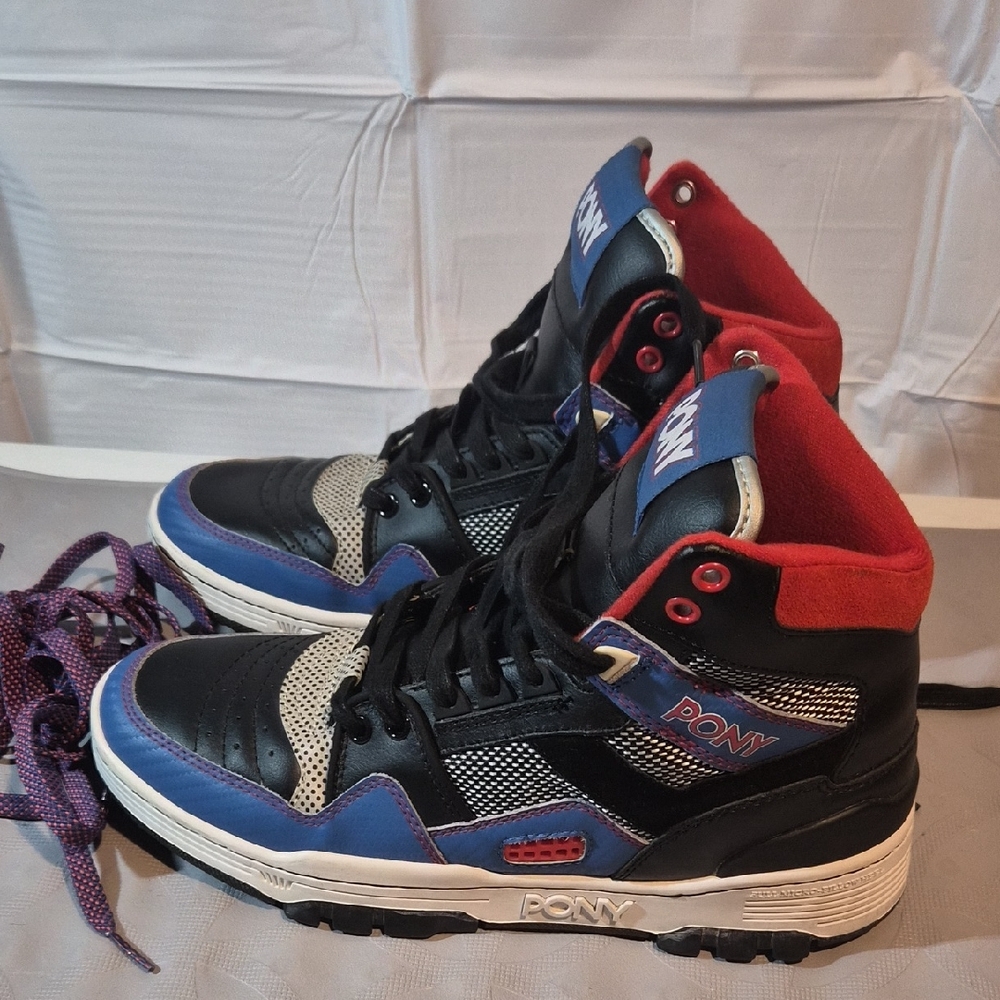 PONY Men's Black, Blue, and Red Sneakers Size 11 (Fits Like 10.5) No Box